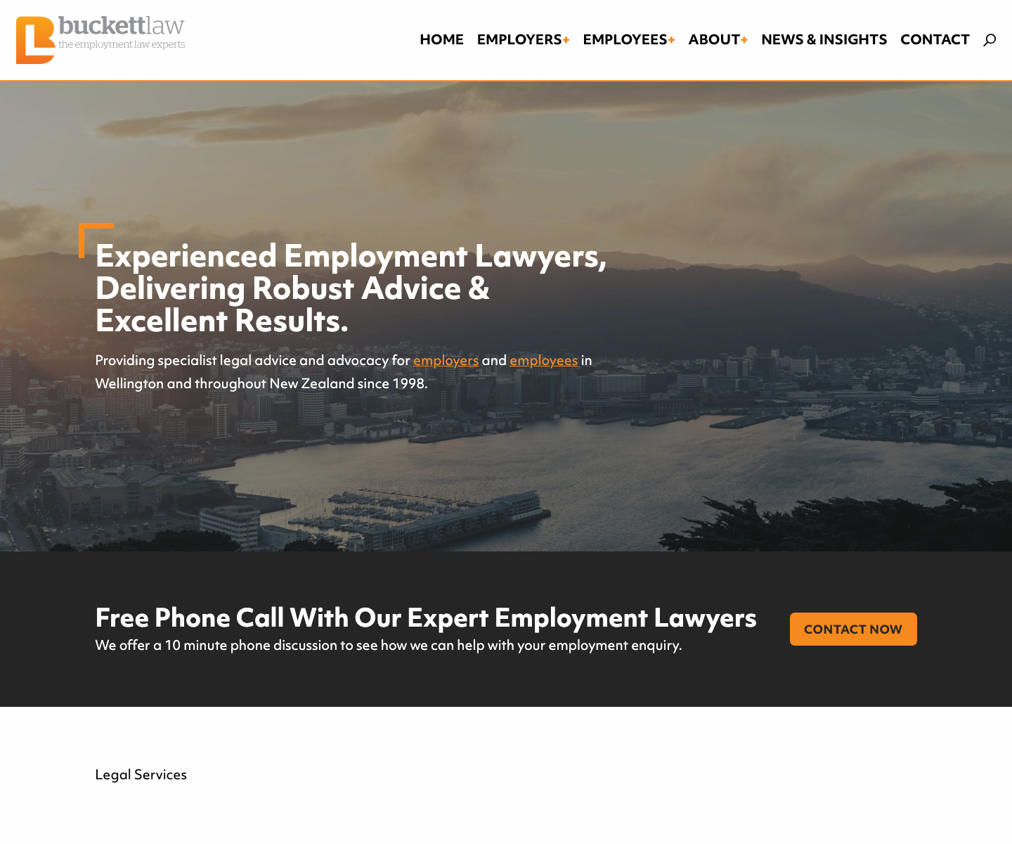Homepage screenshot of Buckett Law